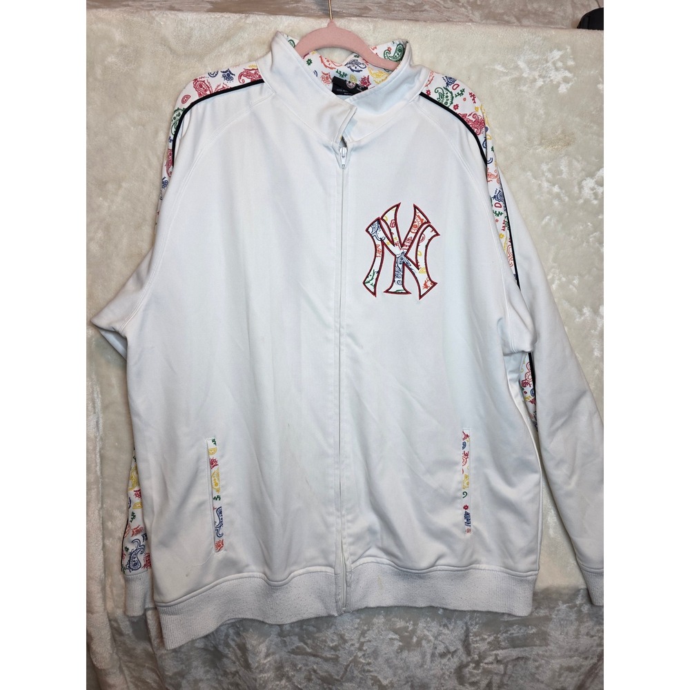 Stitches Mens New York Yankees Paisley Logo Track Jacket 2XL MLB Zip Up (AS IS)